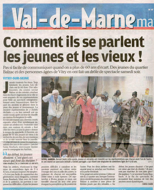 Journal Le parisien article sur "Clichés déchirés"
