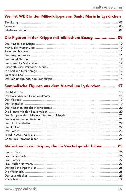 Wieder zu haben: Das Krippenheft von Benjamin Marx und Matthias Schnegg. 5 €, der Erlös geht als Spende an das NOTEL,Wer ist Wer in der Milieukrippe von Lyskirchen Krippe Köln Benjamin Marx Roma Notel