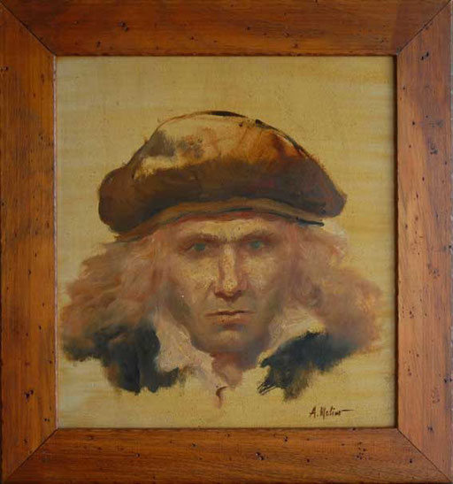 CRISTOFORO COLOMBO, CON IL MARE NEGLI OCCHI, di A,Molino. Olio su legno, 1991