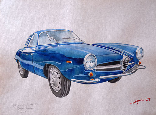 ALFA ROMEO GIULIA SS SPRINT SPECIALE, 1963. Acquarello su carta (2017).