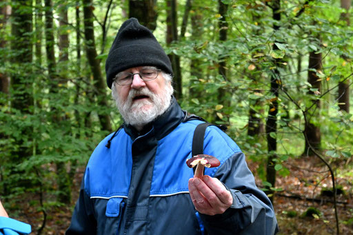 Bernd Miggel erläutert die Merkmale eines Täublings (G. Franke, 05.10.2024)