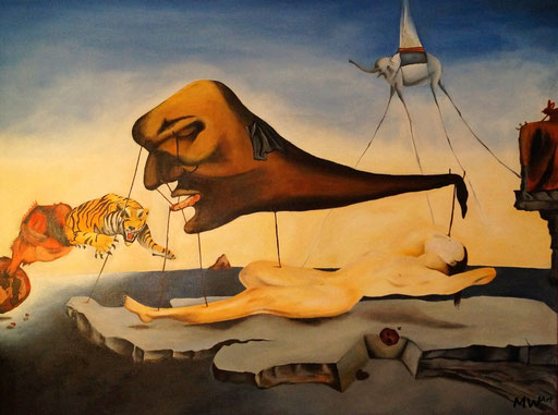 Acrylbild - Der Traum im Schlaf (Dalí, Surrealismus)