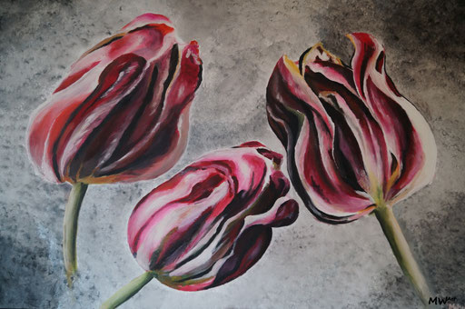 Acrylbild - Drei Tulpen