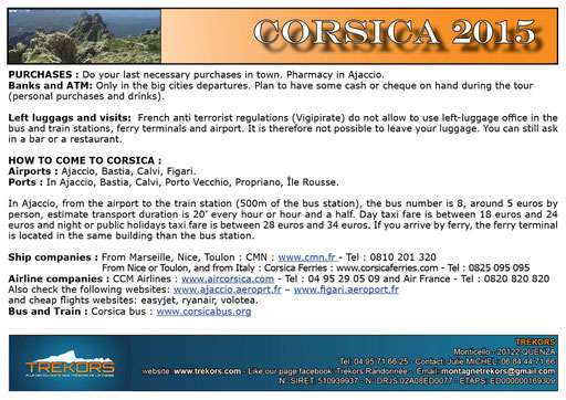 further information for your hiking trip in corsica