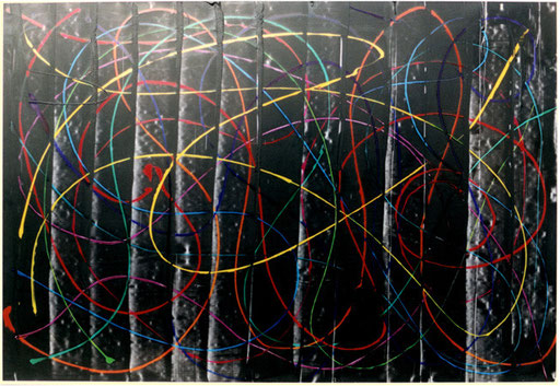   "Oscillating Lines 12 Colors"  printing ink on aluminium