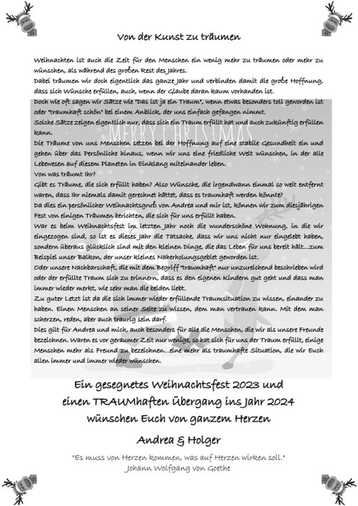 Unser privater Gruß zum Fest und zum Jahreswechsel.
