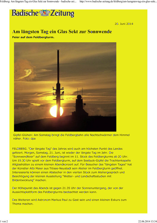 Leider konnte ich wegen Erkrankung an der Veranstaltung nicht den Vortrag und die Sonnenbeobachtung machen. Wir sehen Uns auf der Sternschnuppen-Nacht 2014!!!