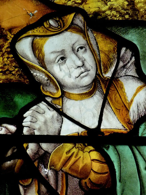 Maria Magdalena, Ausschnitt aus dem Kreuzbildfenster in Lyskirchen