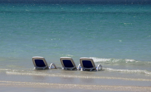 Chairs are seen on the beach sea side in Havana on July 2008.