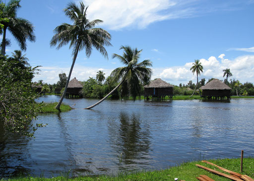 Palafitte homes on a lake in Cuba on 2008.