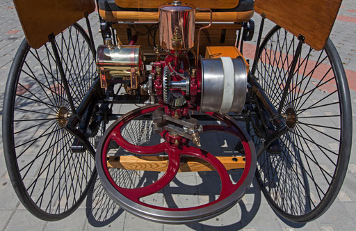 View of the engine on classic car Benz on exhibition in Cascais, Portugal on 2015
