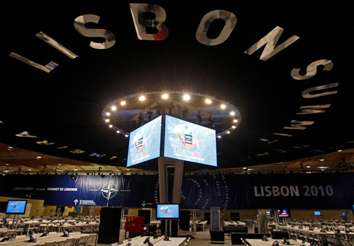 View of the main working room during the 2010 EU Summit in Lisbon on 2010