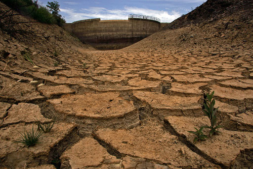 Dam of Pereiras in the southern Portuguese province of Alentejo stays dry June 22, 2005.