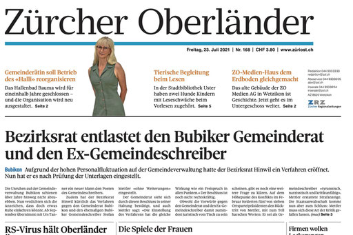 «Zürcher Oberländer» vom 23. Juli 2021