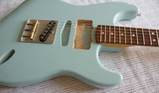 amazing MUSIKRAFT stuff! Nitro sonic blue on 2-piece swamp ash