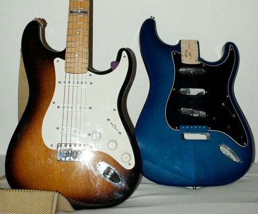 I wanted to hear how this guitar would sound with an alder body instead of the original basswood. So I bought a nice Fender USA Strat body with nitro finish... But then I went back to the original again.