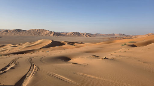 VUE PANORAMIQUE SUR LES DUNES DU RUB AL KHALI DEPUIS LE CAMP