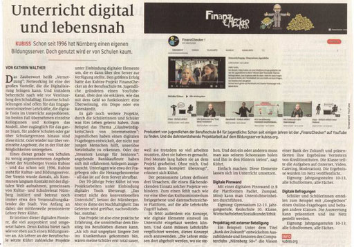 Zeitungsartikel in den Nürnberger Nachrichten über die Internet-Projekte an der Berufsschule 4 (16.09.2022) 