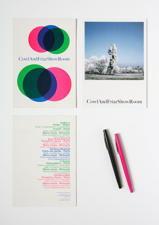 art direction, graphic design, aude buttazzoni, cowl and friar, showroom, invitation, stationery