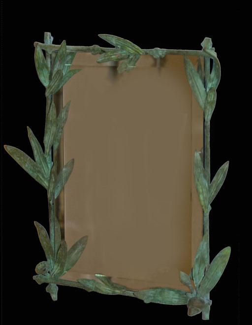 Bronze frame and mirror, 53 x 43 cm