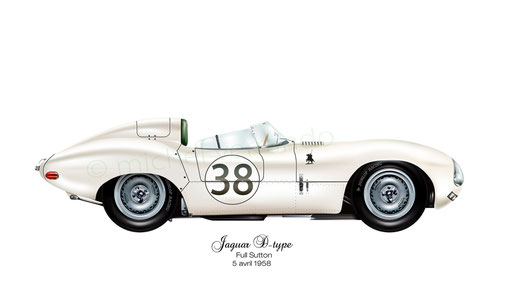 Jim Clark art painting Jaguar d Type xkd517