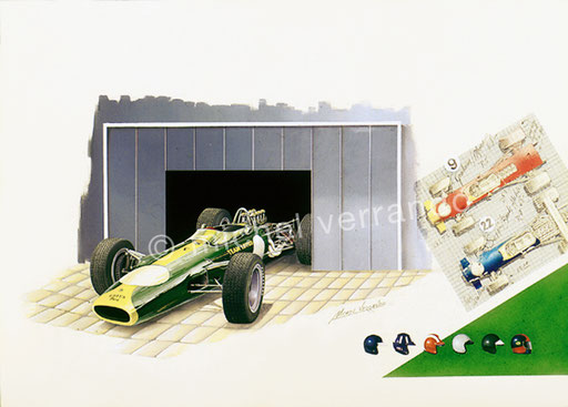 jim clark painting - art - michel verrando- cosworth -