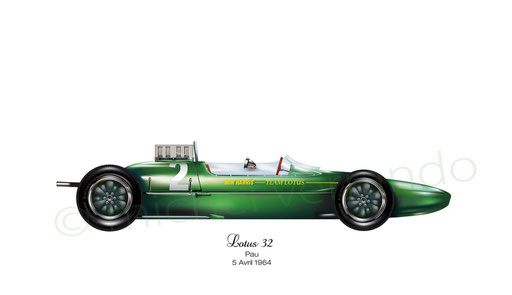 automotive painting - art automobile - verrando - lotus 32 Pau - jim clark