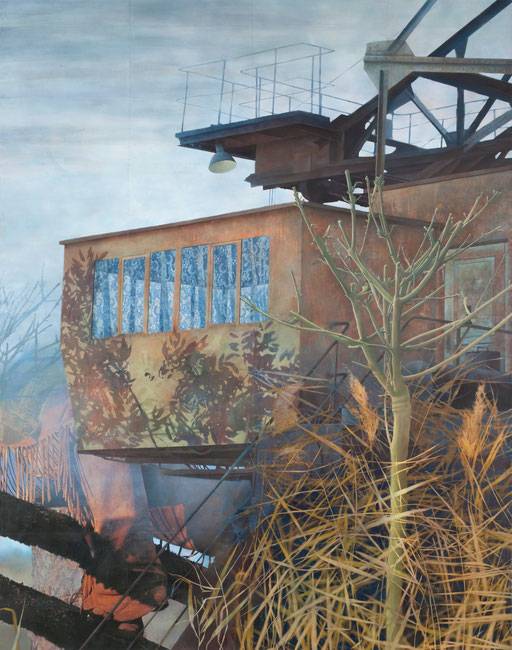 Ausguck, Acryl und Sprühlack auf Papier, 214 x 168 cm, 2009