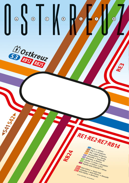 Plakat "Ostkreuz 1" in Anlehnung an den Liniennetzplan der S-Bahn Berlin und der BVG