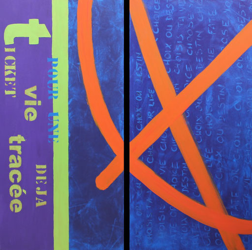 Ticket, acrylic on canvas, 100 cm x 100 cm