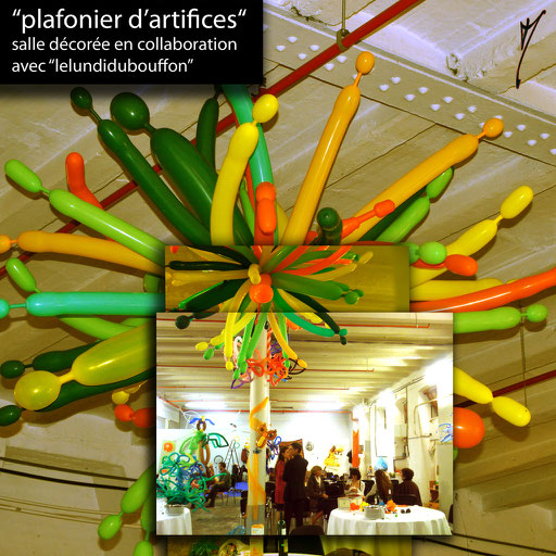 sculpture ballon déco-twisting "plafonnier d'artifices" baptême