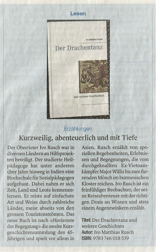 Buchkritik aus "Der Rheintaler" (weekend), Freitag 16/3/2018
