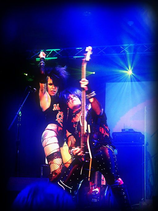 Malice McMunn sporting a Motley 2 T-Shirt with our "Nikki Sixx"