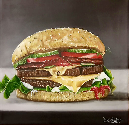 Neu: "Burger", Nr. 12/16, Acryl auf Leinwand, 50x50 cm