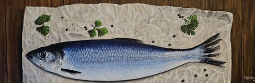 "Der Fisch", Nr.03/24, Acryl auf Leinwand, 40x120cm