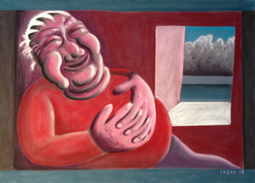 Dicke Freude vor nahendem Unwetter, 50x70cm, Pastell auf Velourspapier, 2013