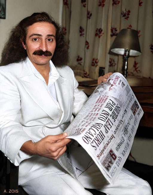 1932 : Meher Baba in Hollywood, Los Angeles. Image rendition by Anthony Zois. BP