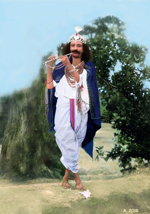  1928, Toka, India : Meher Baba dressed as Krishna. Image rendered by Anthony Zois.