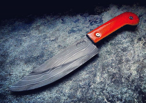 Couteau de cuisine "Connection"fabriqué avec Gérald Bauché :25cm,manche en acier émaillé à chaud.