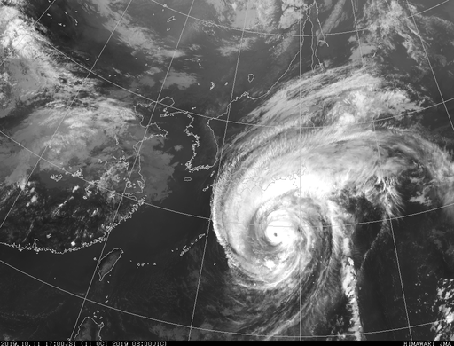 台風19号　気象衛星写真
