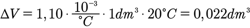Beispielaufgabe zur Berechnung der Volumenausdehnung bei einer Temperaturänderung