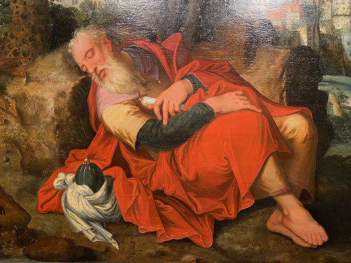 Maastricht - Schatkamer Onze Lieve Vrouwebasiliek - Detail 'Jakob' in het schilderij 'Droom van Jakob' door Jacques Jacob Iordaens. ThP 230411