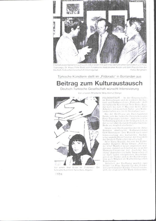 Sayın Başkonsolos F.Fırat Topcuoğlu açılışımı gerçekleştirirken 1994 Alman basınında/ 