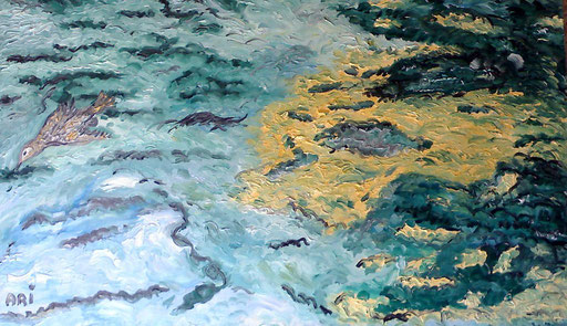 ACQUE IN VOLO  - 2010 olio su tela 45 x 75