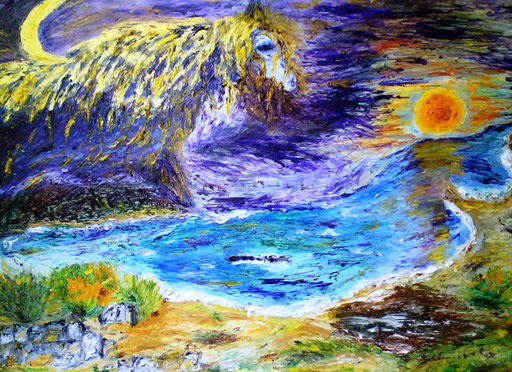 LA CAVALCATA DELLA LUNA - 2009 olio su tela 45 x 75