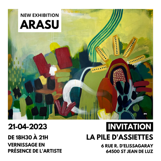 Présentation des oeuvres et de l'univers d'art abstrait de la peintre Arasu, à Saint jean de luz au Pays Basque.
