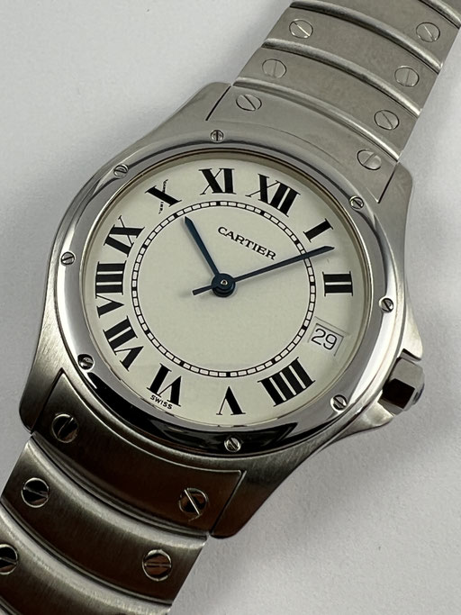 VINTAGE CARTIER SANTOS RONDE AUTOMATIK REF.: 1920 BOX & PAPIERE VON 1998