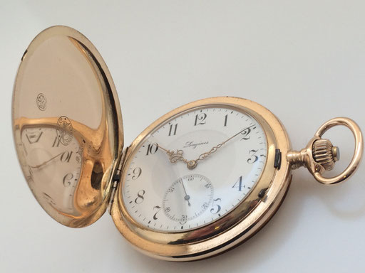 Antike goldene Longines Taschenuhr von 1910 Handaufzug