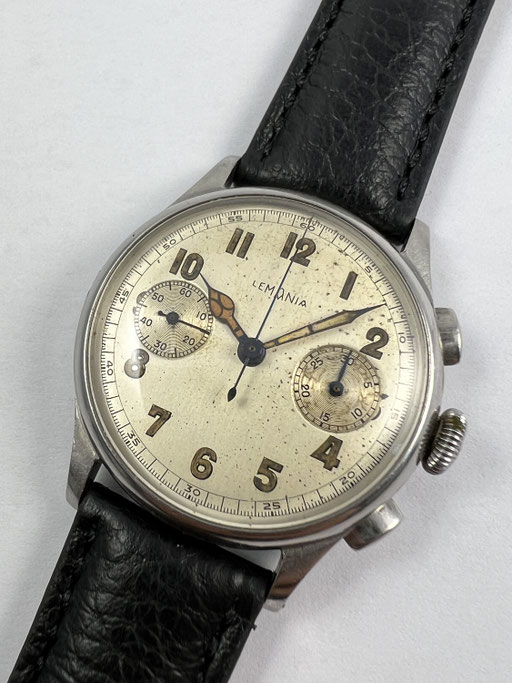 VINTAGE LEMANIA MILITARY? CHRONOGRAPH MIT CALIBER 15 TL WOHL 40ZIGER JAHRE