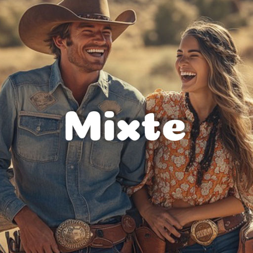 Bouton vers section Mixte, photo d'un cowboy et d'une cowgirl